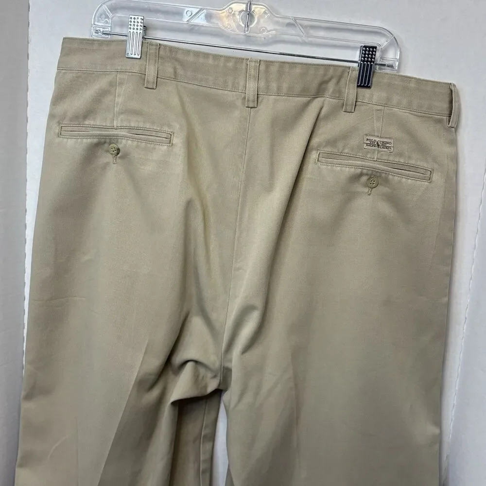 Polo Ralph Lauren Pants Mens 38x30 Beige Andrew Pleated Relaxed Classic Chino